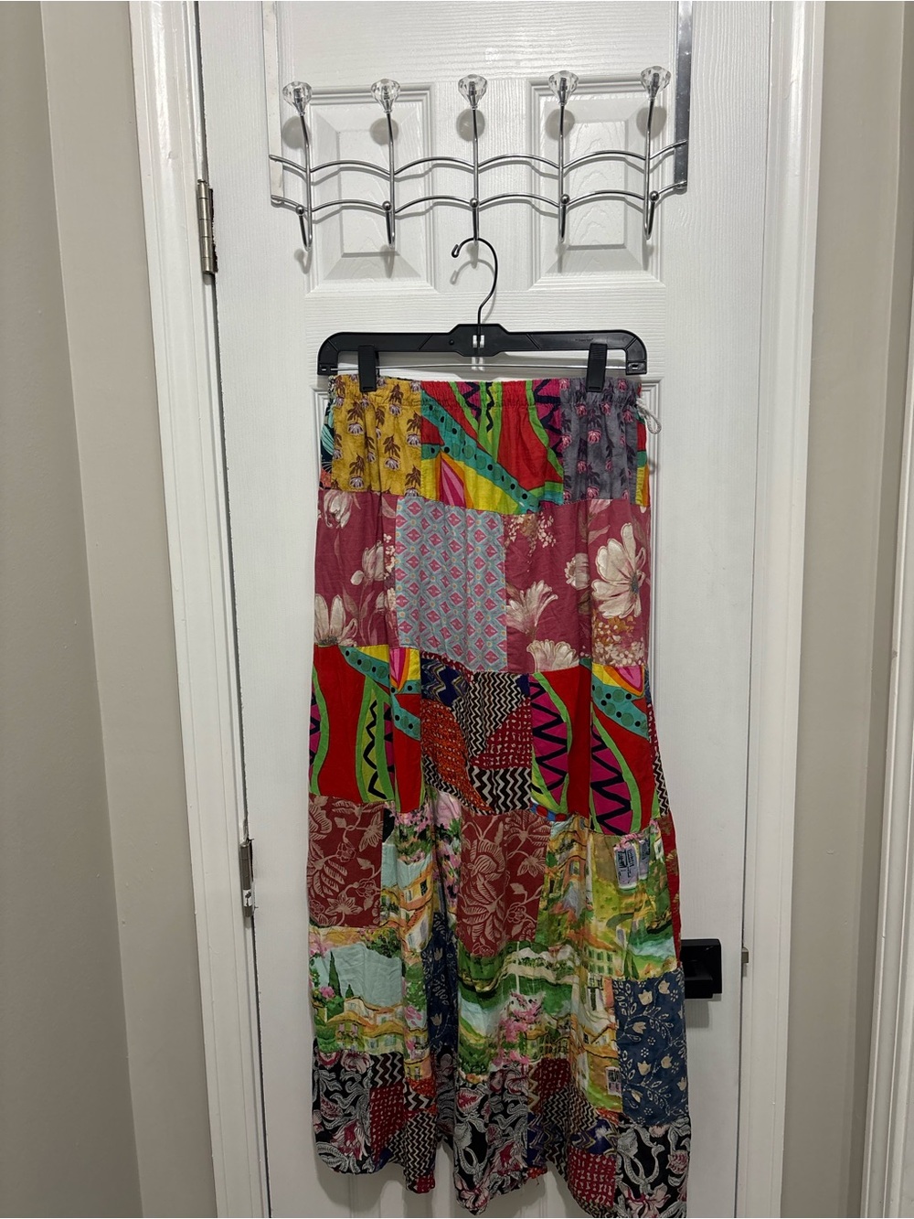 Ashley Taylor Vibrant Multi-Color Patchwork Maxi Skirt